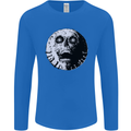 Skull Moon Gothic Halloween Zombie Biker Mens Long Sleeve T-Shirt Royal Blue