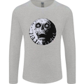 Skull Moon Gothic Halloween Zombie Biker Mens Long Sleeve T-Shirt Sports Grey