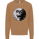 Skull Moon Gothic Halloween Zombie Biker Mens Sweatshirt Jumper Caramel Latte