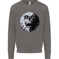 Skull Moon Gothic Halloween Zombie Biker Mens Sweatshirt Jumper Charcoal