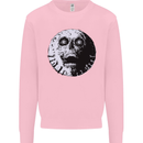 Skull Moon Gothic Halloween Zombie Biker Mens Sweatshirt Jumper Light Pink