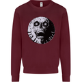 Skull Moon Gothic Halloween Zombie Biker Mens Sweatshirt Jumper Maroon