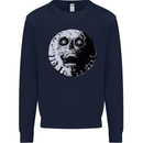 Skull Moon Gothic Halloween Zombie Biker Mens Sweatshirt Jumper Navy Blue