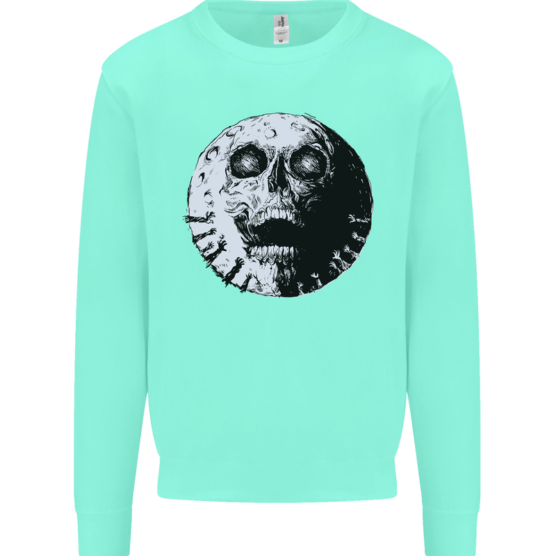 Skull Moon Gothic Halloween Zombie Biker Mens Sweatshirt Jumper Peppermint