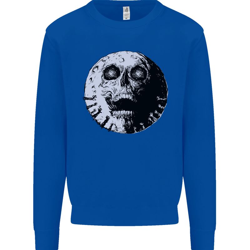 Skull Moon Gothic Halloween Zombie Biker Mens Sweatshirt Jumper Royal Blue