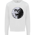 Skull Moon Gothic Halloween Zombie Biker Mens Sweatshirt Jumper White