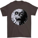 Skull Moon Gothic Halloween Zombie Biker Mens T-Shirt Cotton Gildan Dark Chocolate