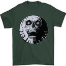 Skull Moon Gothic Halloween Zombie Biker Mens T-Shirt Cotton Gildan Forest Green