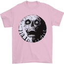Skull Moon Gothic Halloween Zombie Biker Mens T-Shirt Cotton Gildan Light Pink