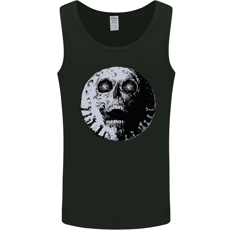Skull Moon Gothic Halloween Zombie Biker Mens Vest Tank Top Black