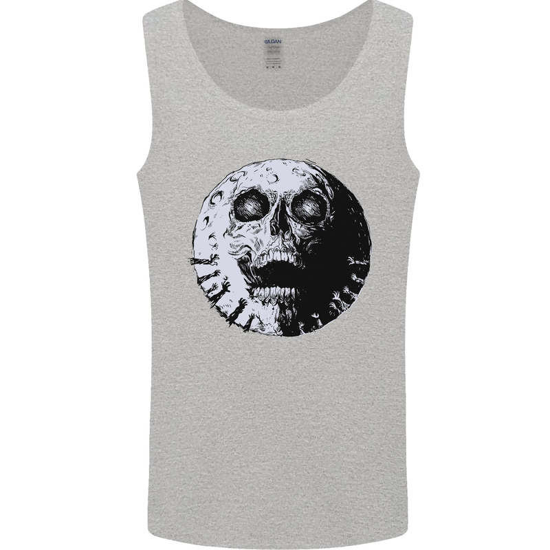 Skull Moon Gothic Halloween Zombie Biker Mens Vest Tank Top Sports Grey