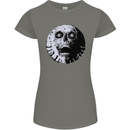 Skull Moon Gothic Halloween Zombie Biker Womens Petite Cut T-Shirt Charcoal