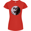Skull Moon Gothic Halloween Zombie Biker Womens Petite Cut T-Shirt Red