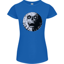 Skull Moon Gothic Halloween Zombie Biker Womens Petite Cut T-Shirt Royal Blue