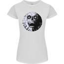 Skull Moon Gothic Halloween Zombie Biker Womens Petite Cut T-Shirt White