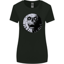Skull Moon Gothic Halloween Zombie Biker Womens Wider Cut T-Shirt Black