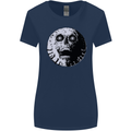 Skull Moon Gothic Halloween Zombie Biker Womens Wider Cut T-Shirt Navy Blue