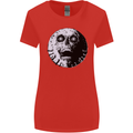 Skull Moon Gothic Halloween Zombie Biker Womens Wider Cut T-Shirt Red