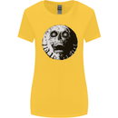 Skull Moon Gothic Halloween Zombie Biker Womens Wider Cut T-Shirt Yellow