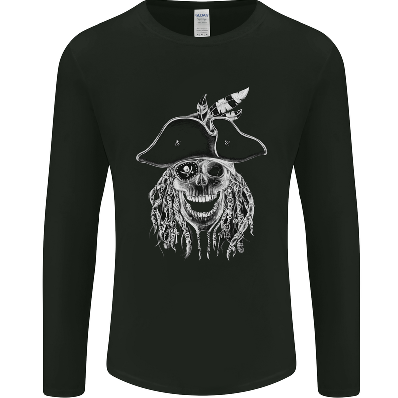Skull Pirate Mens Long Sleeve T-Shirt Black