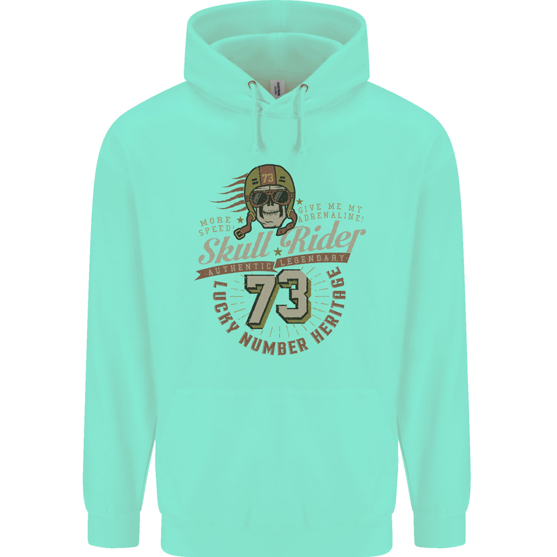 Skull Rider Motorcycle Biker Motorbike Childrens Kids Hoodie Peppermint