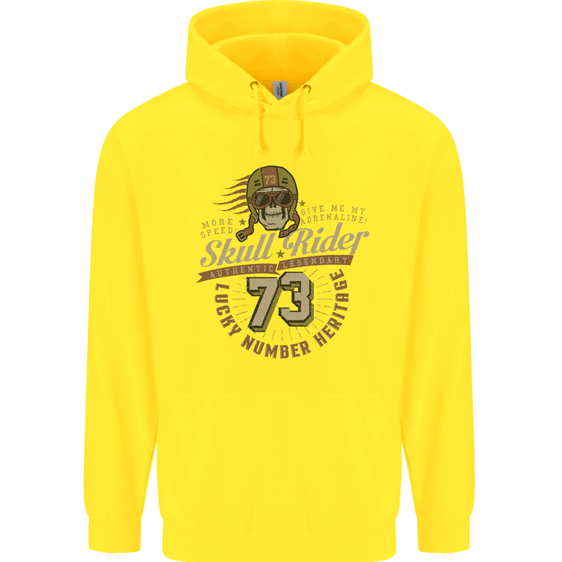 Skull Rider Motorcycle Biker Motorbike Childrens Kids Hoodie Yellow