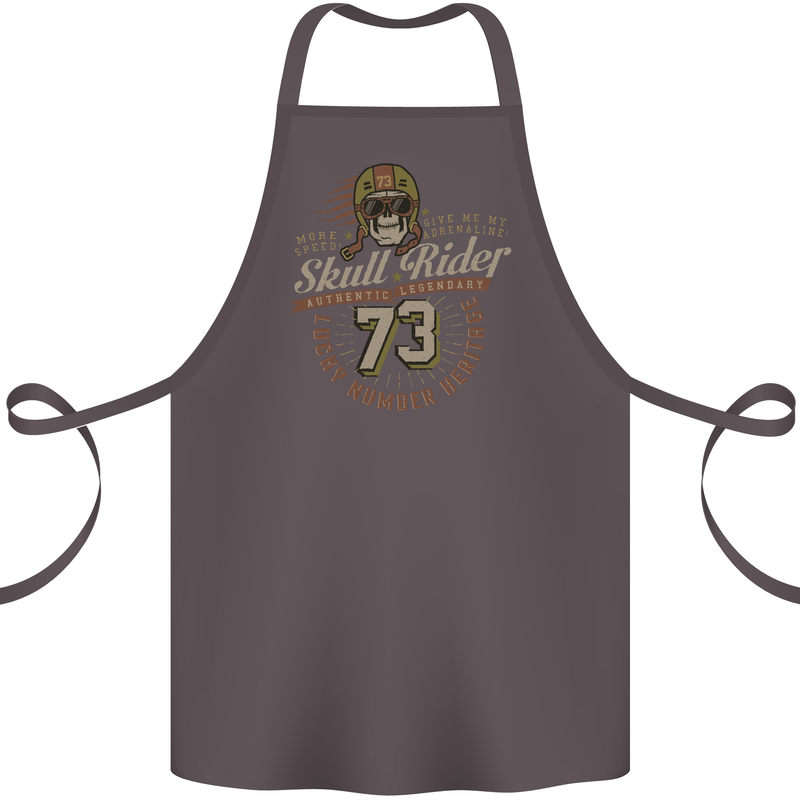 Skull Rider Motorcycle Biker Motorbike Cotton Apron 100% Organic Dark Grey