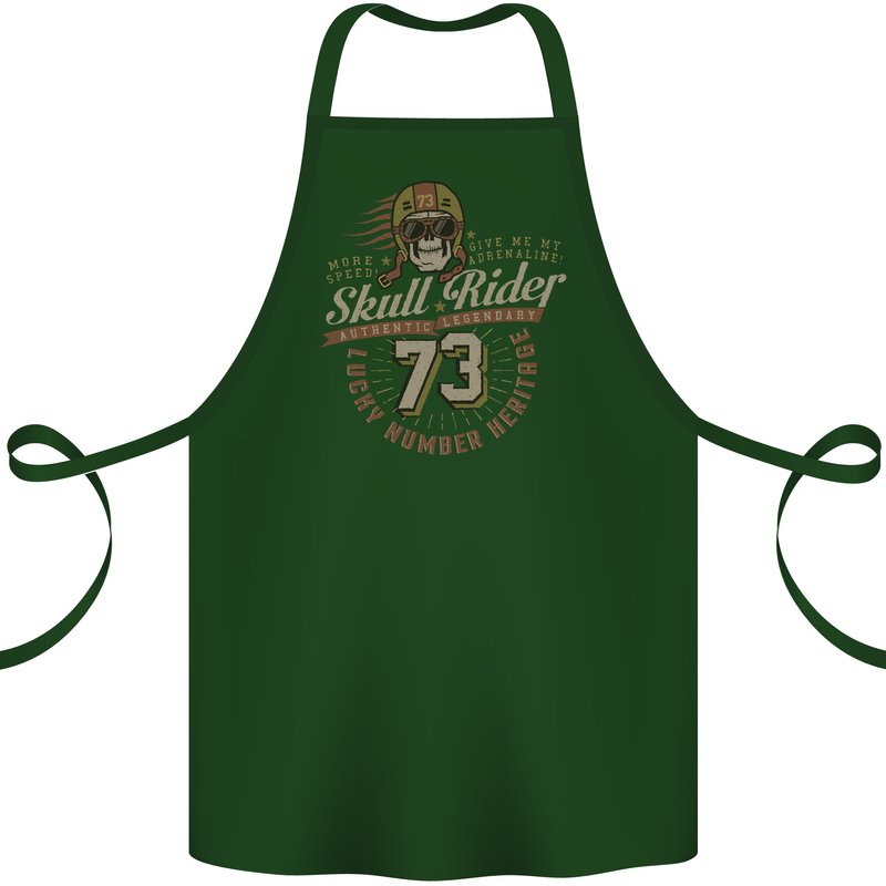 Skull Rider Motorcycle Biker Motorbike Cotton Apron 100% Organic Forest Green
