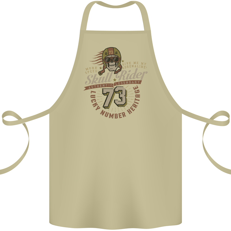 Skull Rider Motorcycle Biker Motorbike Cotton Apron 100% Organic Khaki