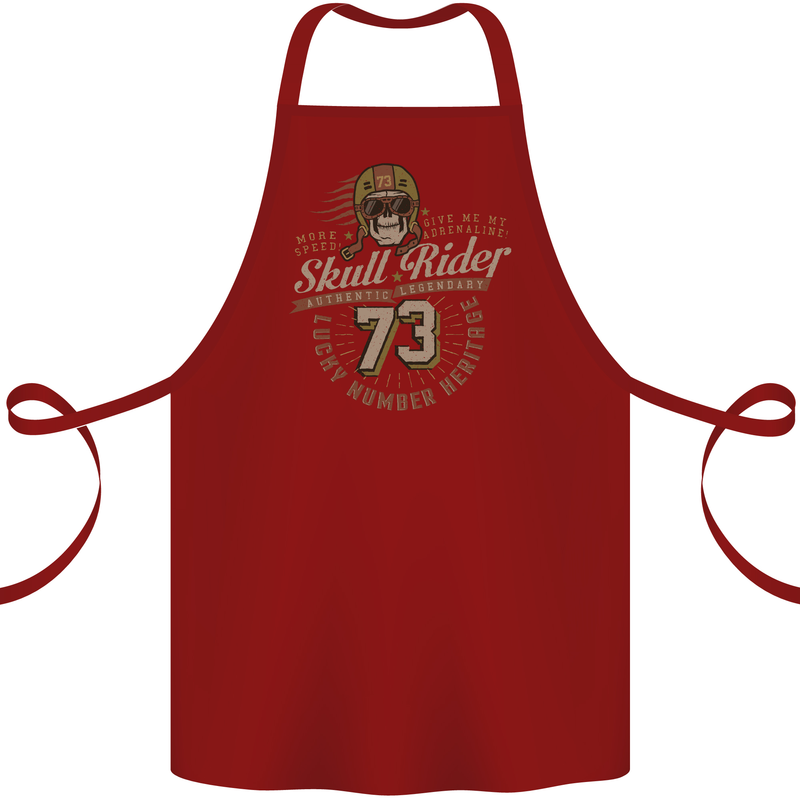 Skull Rider Motorcycle Biker Motorbike Cotton Apron 100% Organic Maroon