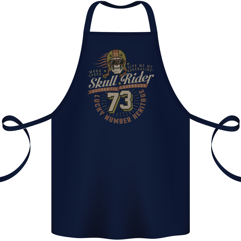 Skull Rider Motorcycle Biker Motorbike Cotton Apron 100% Organic Navy Blue