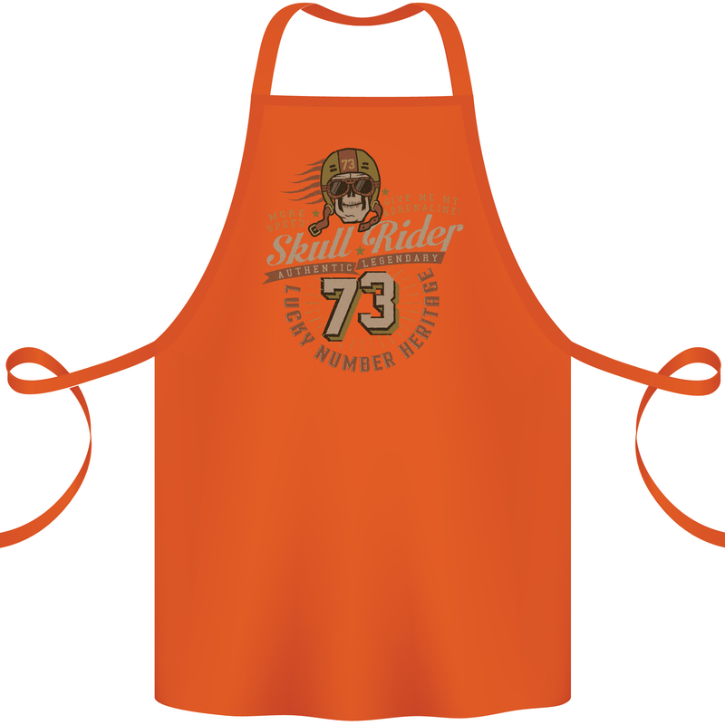 Skull Rider Motorcycle Biker Motorbike Cotton Apron 100% Organic Orange