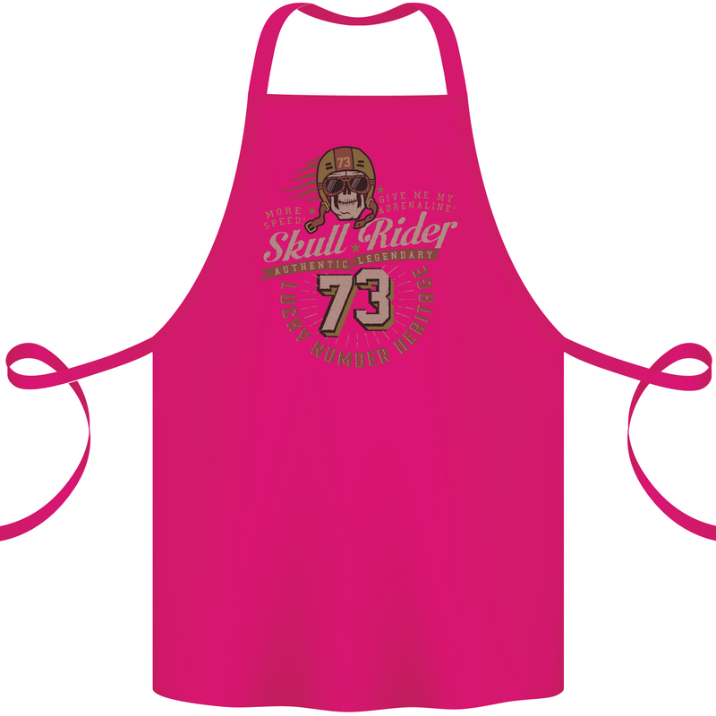 Skull Rider Motorcycle Biker Motorbike Cotton Apron 100% Organic Pink