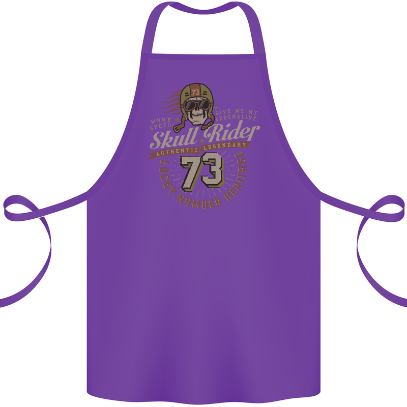 Skull Rider Motorcycle Biker Motorbike Cotton Apron 100% Organic Purple