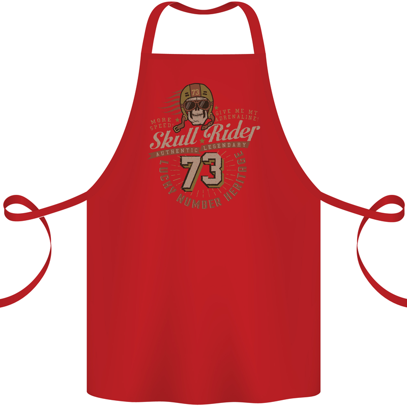 Skull Rider Motorcycle Biker Motorbike Cotton Apron 100% Organic Red