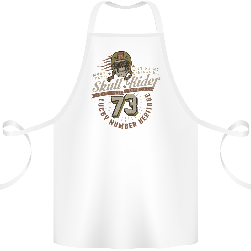 Skull Rider Motorcycle Biker Motorbike Cotton Apron 100% Organic White