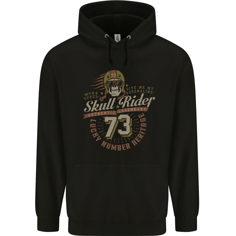 Skull Rider Motorcycle Biker Motorbike Mens 80% Cotton Hoodie Black