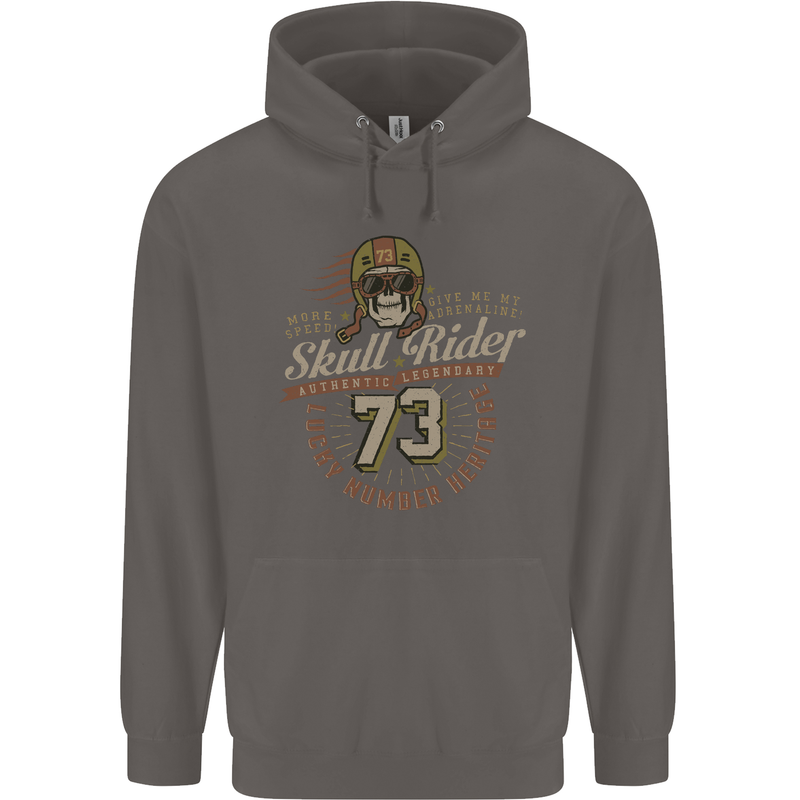 Skull Rider Motorcycle Biker Motorbike Mens 80% Cotton Hoodie Charcoal