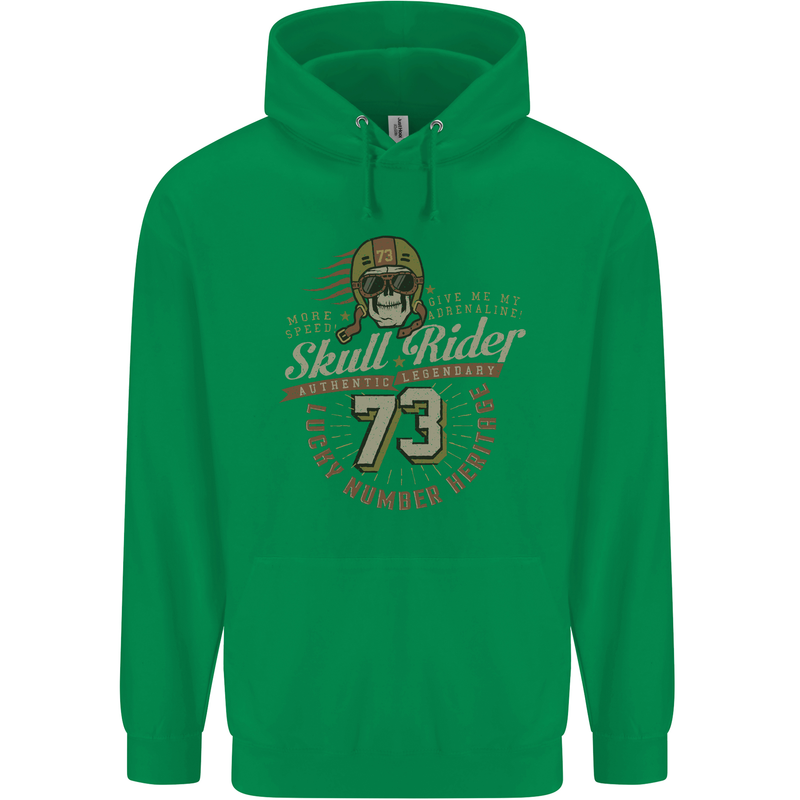 Skull Rider Motorcycle Biker Motorbike Mens 80% Cotton Hoodie Irish Green