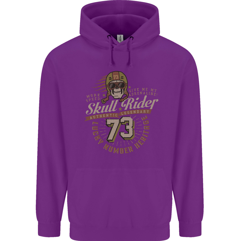 Skull Rider Motorcycle Biker Motorbike Mens 80% Cotton Hoodie Purple