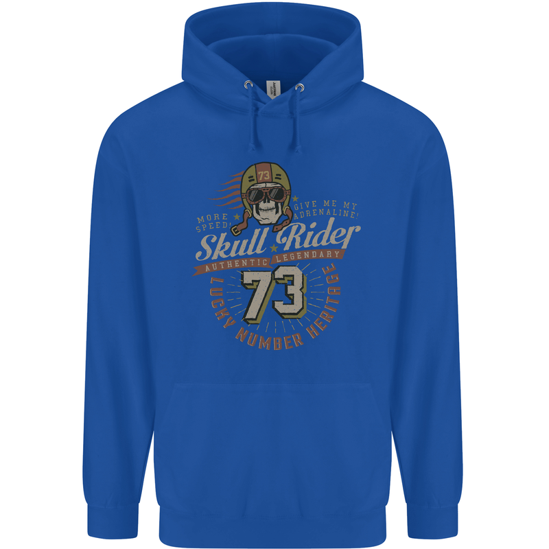 Skull Rider Motorcycle Biker Motorbike Mens 80% Cotton Hoodie Royal Blue