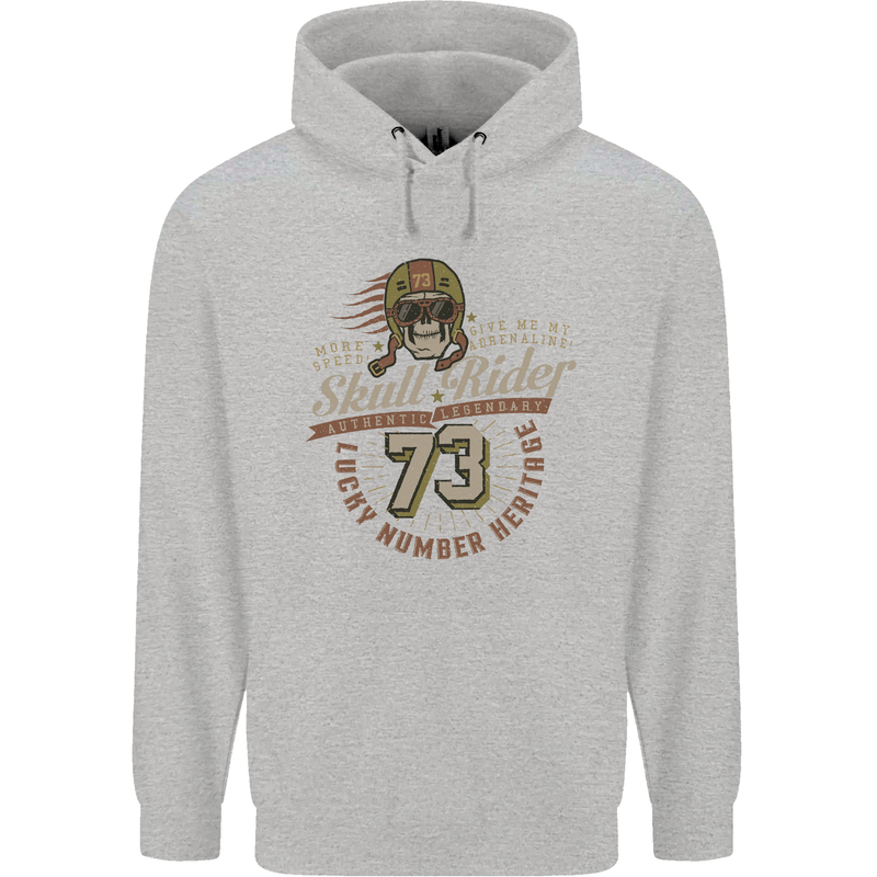 Skull Rider Motorcycle Biker Motorbike Mens 80% Cotton Hoodie Sports Grey