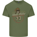 Skull Rider Motorcycle Biker Motorbike Mens Cotton T-Shirt Tee Top Military Green