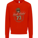 Skull Rider Motorcycle Biker Motorbike Mens Sweatshirt Jumper Bright Red
