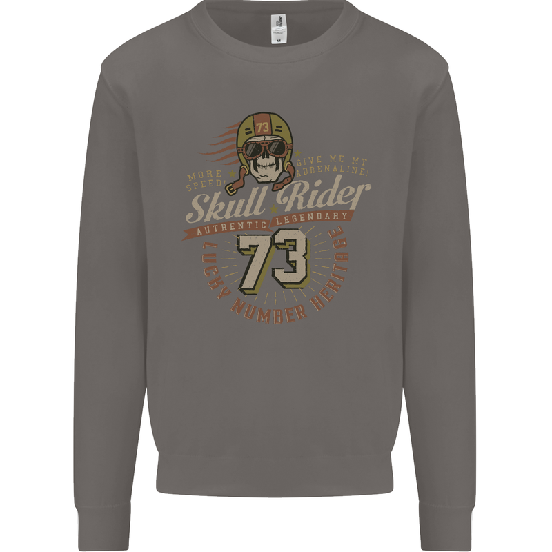 Skull Rider Motorcycle Biker Motorbike Mens Sweatshirt Jumper Charcoal