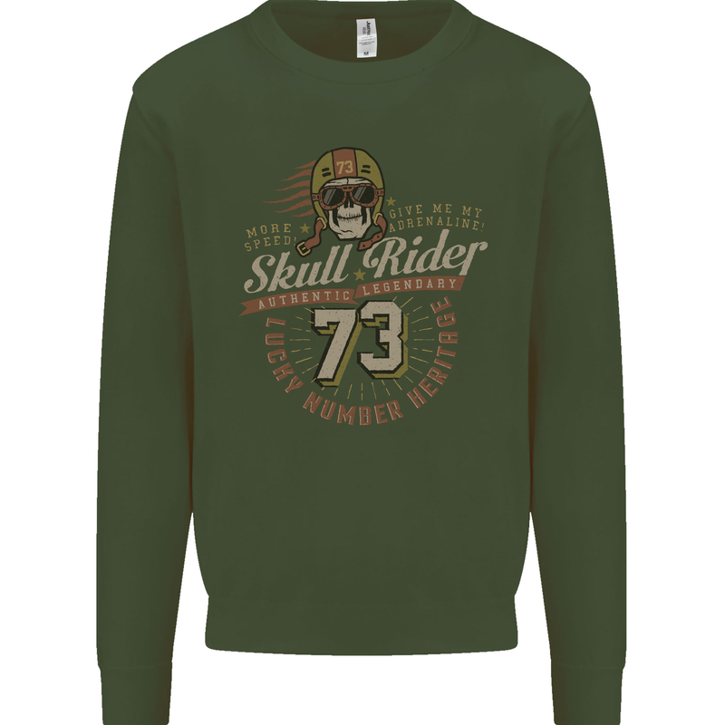 Skull Rider Motorcycle Biker Motorbike Mens Sweatshirt Jumper Forest Green
