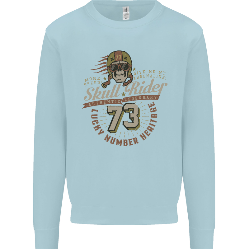 Skull Rider Motorcycle Biker Motorbike Mens Sweatshirt Jumper Light Blue
