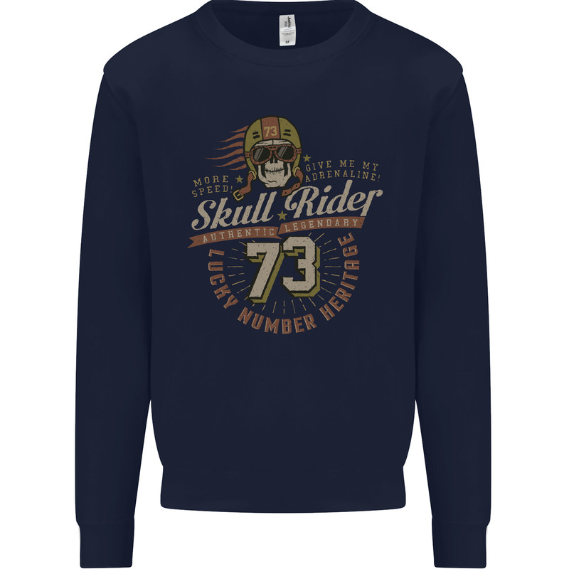 Skull Rider Motorcycle Biker Motorbike Mens Sweatshirt Jumper Navy Blue