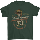 Skull Rider Motorcycle Biker Motorbike Mens T-Shirt Cotton Gildan Forest Green