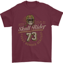 Skull Rider Motorcycle Biker Motorbike Mens T-Shirt Cotton Gildan Maroon